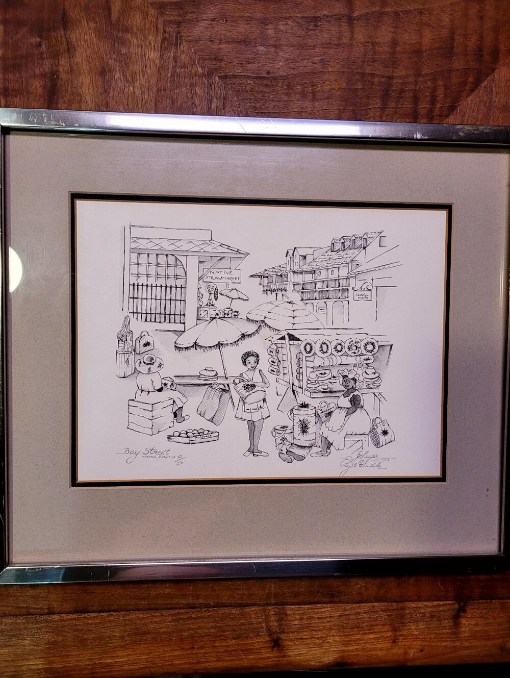 Vintage Elyse Wasile "Bay Street" Limited Edition Signed Print 47/250 Nassau